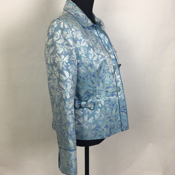 NIPON BOUTIQUE Woman’s Blazer Blue Floral Size 8 - Picture 4 of 6